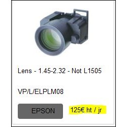 Optique ELPLM08 moyenne distance Epson pour proj EB-L1050U